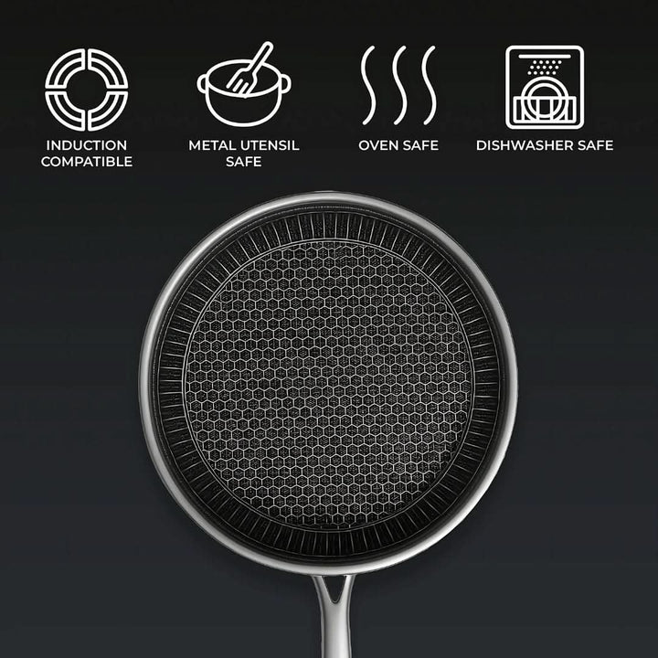 Kalsten | Stainless Steel Pan with Non-Stick & Hexa-Design