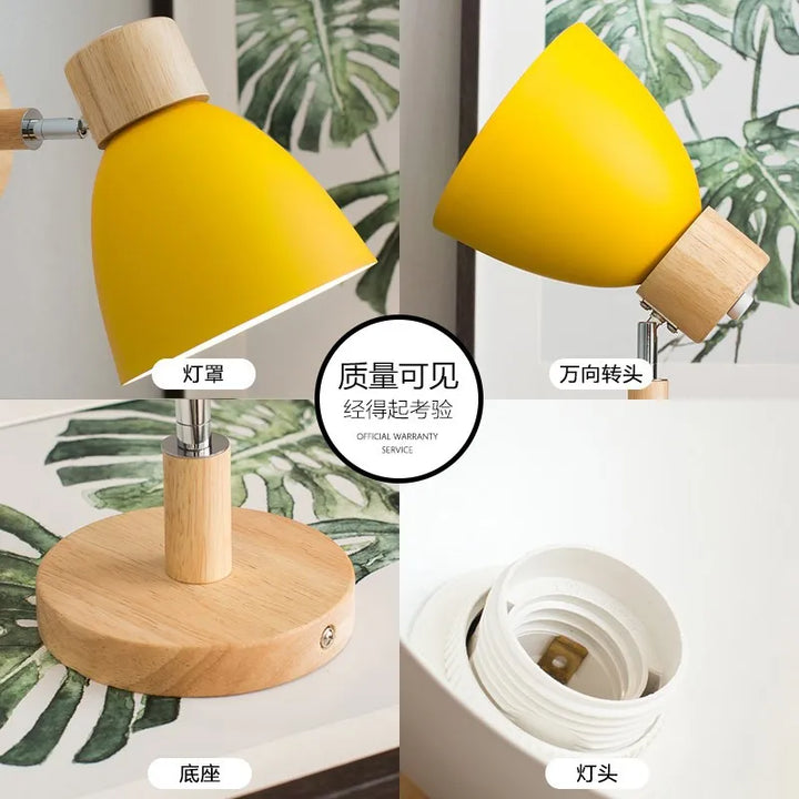 Kalsten | LumoNord Macaron Wall Lamp | Wood & Metal | 90° Swiveling Lamp Head | Scandinavian Design | E27 Socket (without bulb)