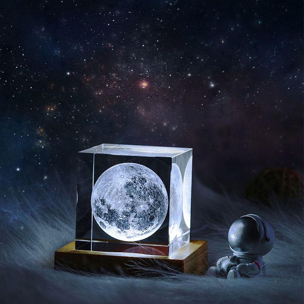 3D Crystal Cube Moon Nightlight | Kalsten