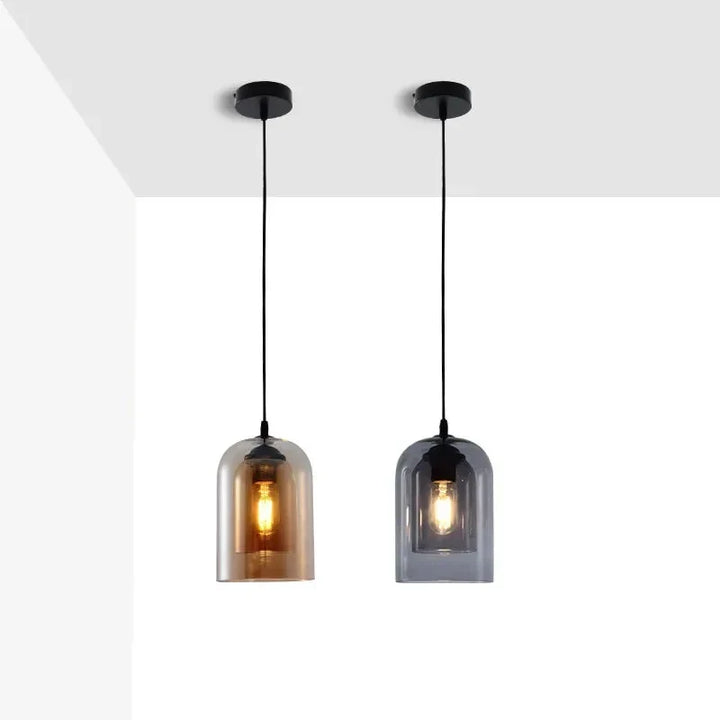 Modern Nordic LED Pendant Lamp – Gray Glass Hanging Light for Bedroom, Bar, Restaurant, Hotel & Living Room – E27 Suspension Lighting | Kalsten