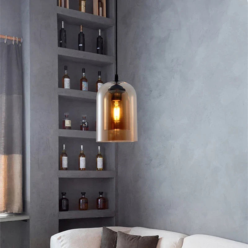 Modern Nordic LED Pendant Lamp – Gray Glass Hanging Light for Bedroom, Bar, Restaurant, Hotel & Living Room – E27 Suspension Lighting | Kalsten