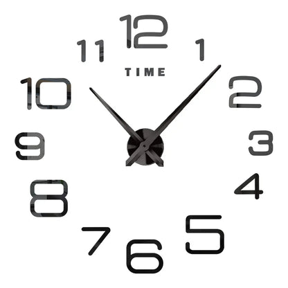 Large Wall Clock DIY 3D Self-adhesive Mirror Acrylic Wall Clock for Kitchen Dining Room Living Room Creative Home Decor | Karnz