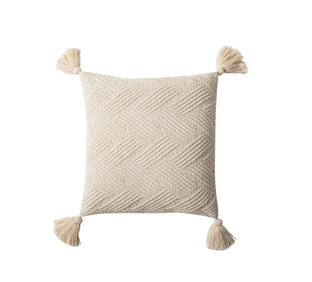 Chic Chenille Cushion Cover with Nordic Pom Poms - Luxury Comfort Kalsten