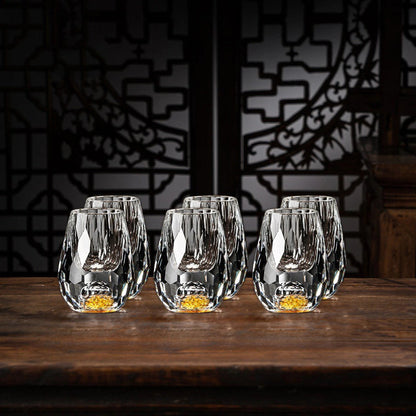 Skanto | Handmade Crystal Glasses with Gold Flakes – 2-Pack for Whisky