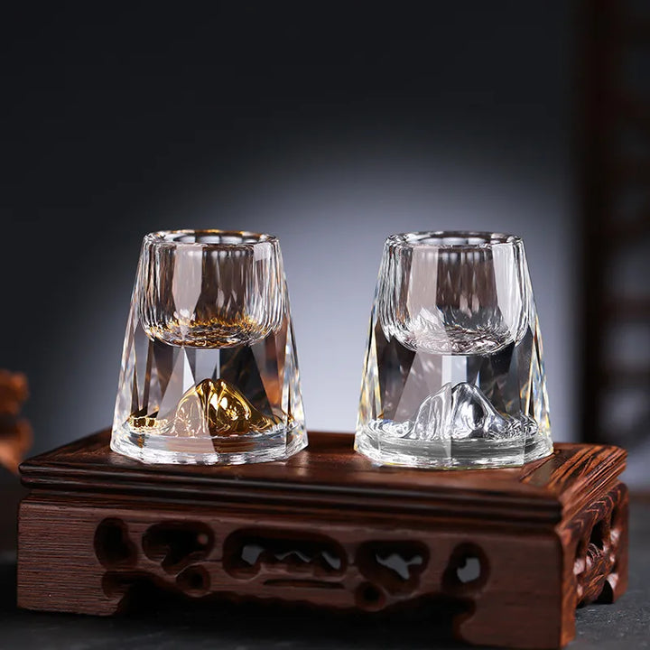 Kalsten | Luxury Crystal Glasses with Gold Flakes – Handmade – Set of 2 – For Whisky & Premium Beverages
