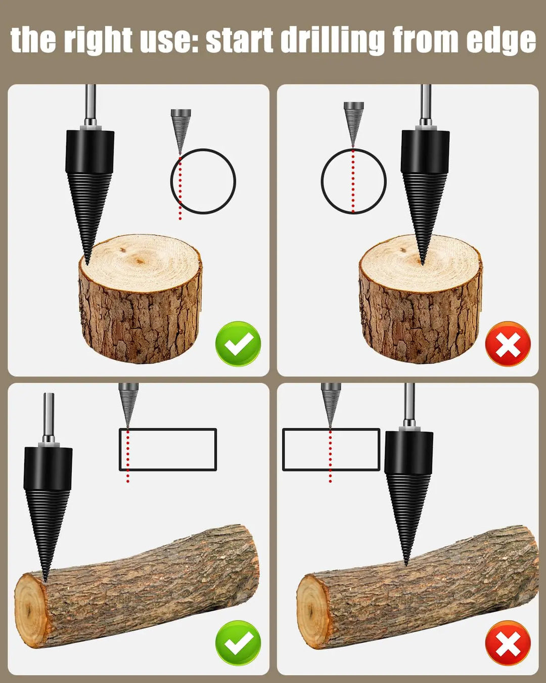 Kalsten | Wood splitting drill set – Energy-saving splitting with drill