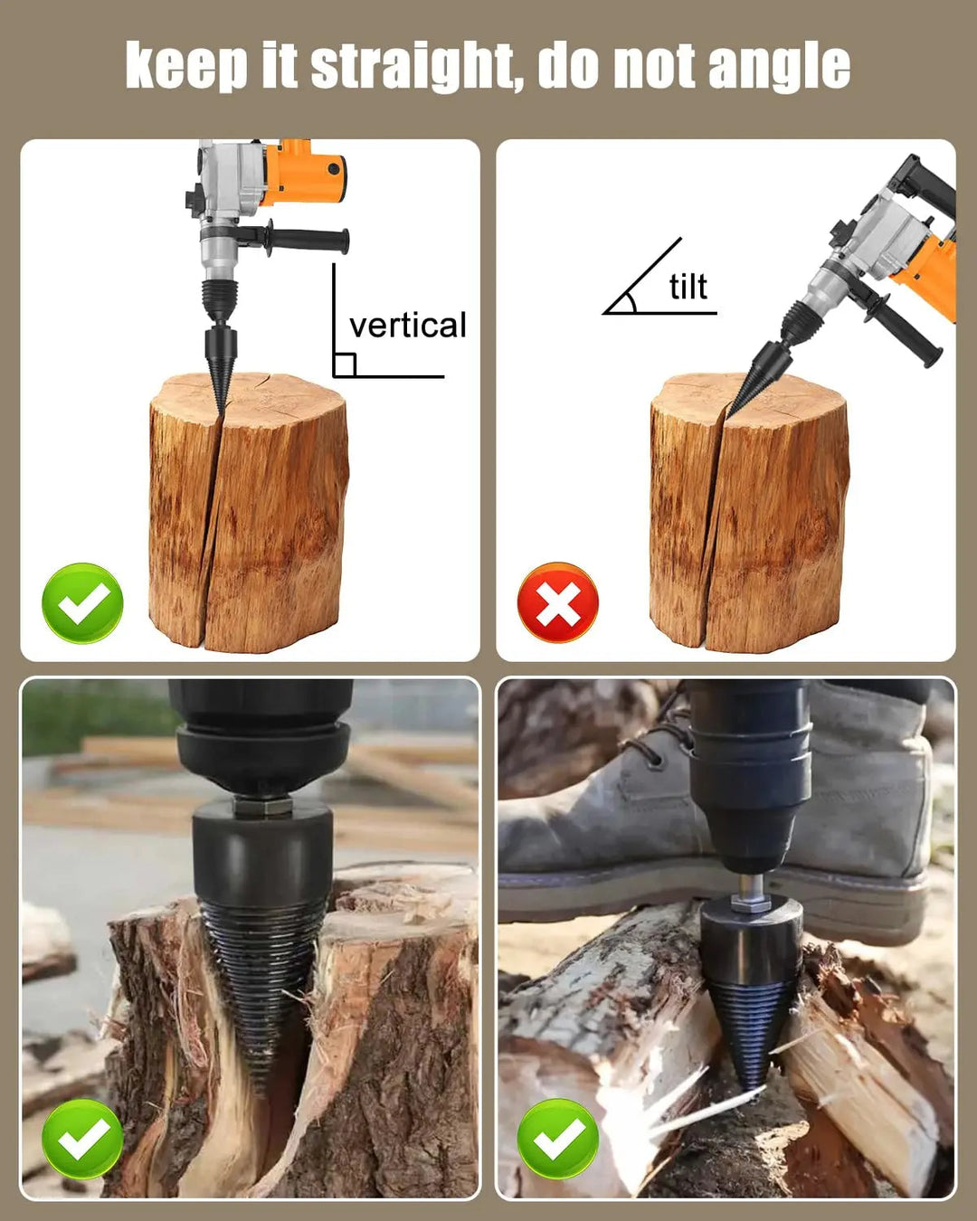 Kalsten | Wood splitting drill set – Energy-saving splitting with drill