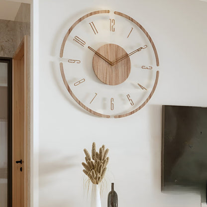 Skanto | ClearWood Transparent Wall Clock – Silent Quartz with Wood Details