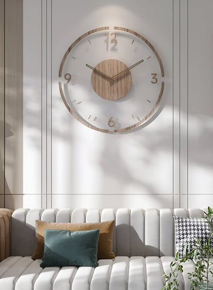 Skanto | ClearWood Transparent Wall Clock – Silent Quartz with Wood Details