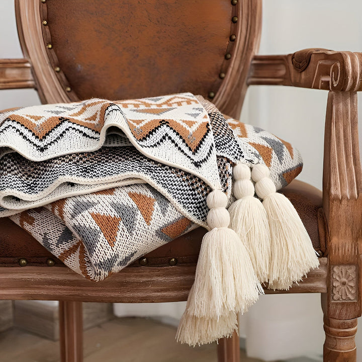 Geometric Boho fleece blanket