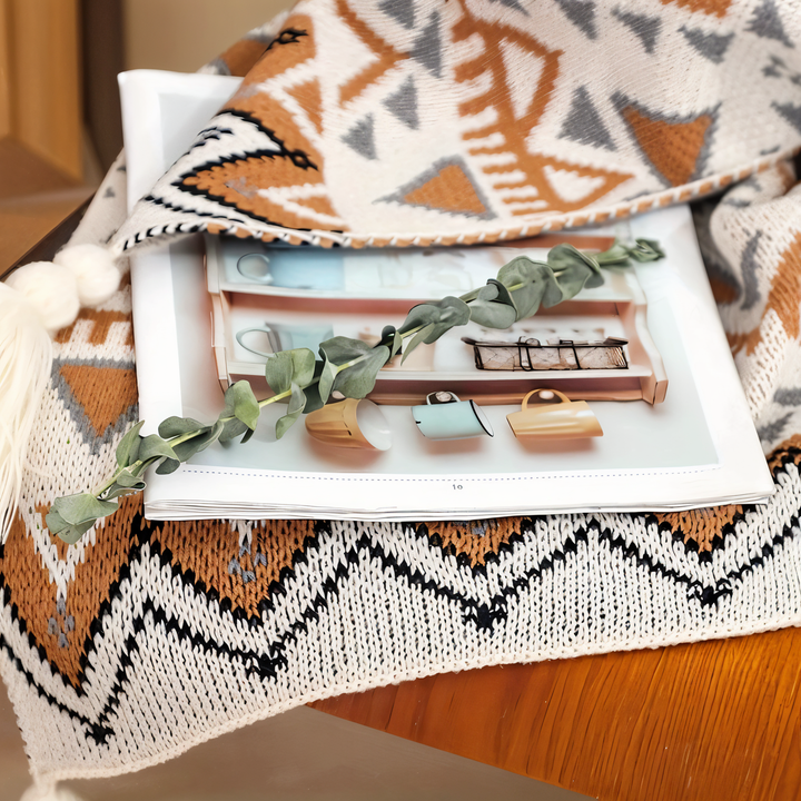 Geometric Boho fleece blanket