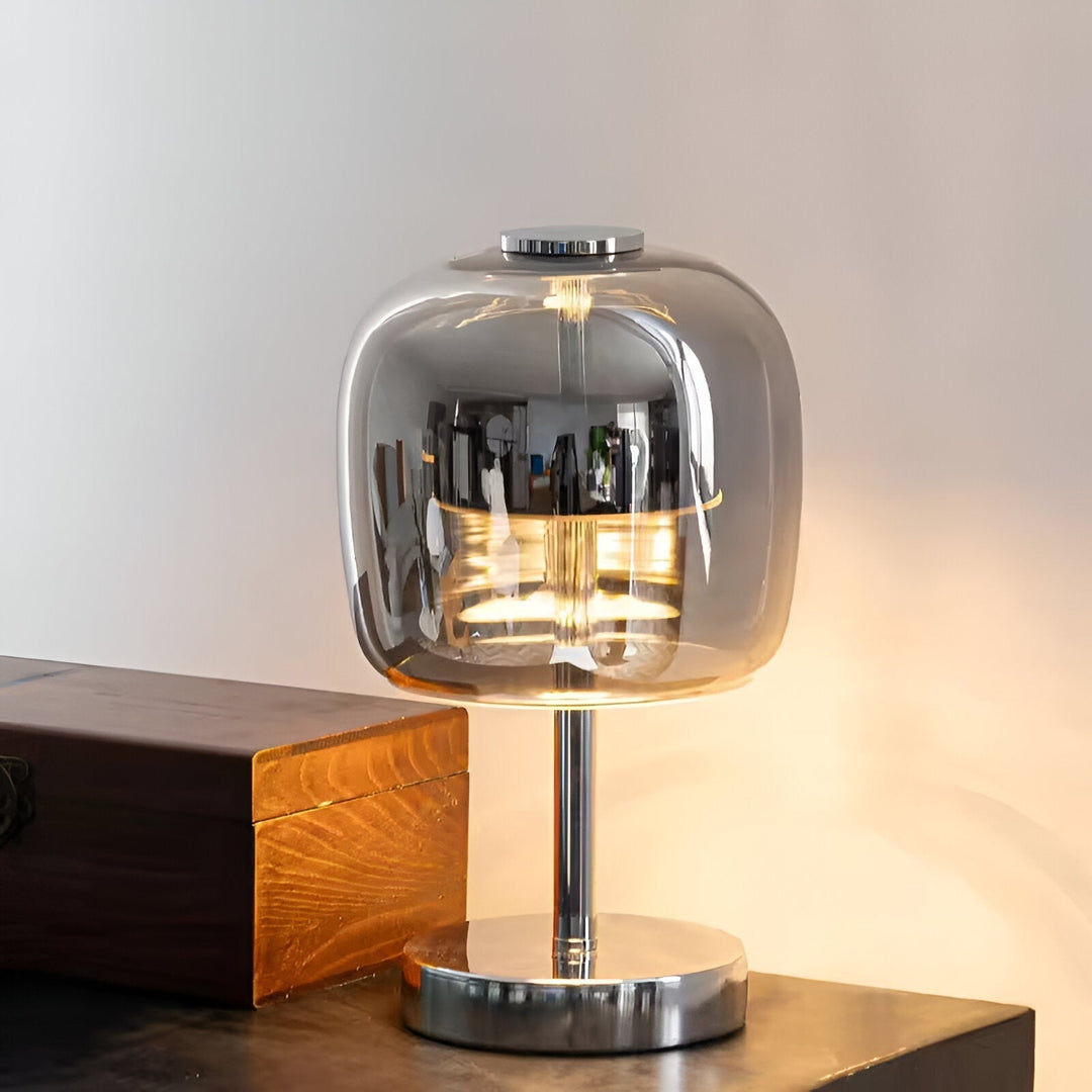 Gleam Lamp - Stylish smoky gray glass lamp USB-powered dimmable light | Kalsten