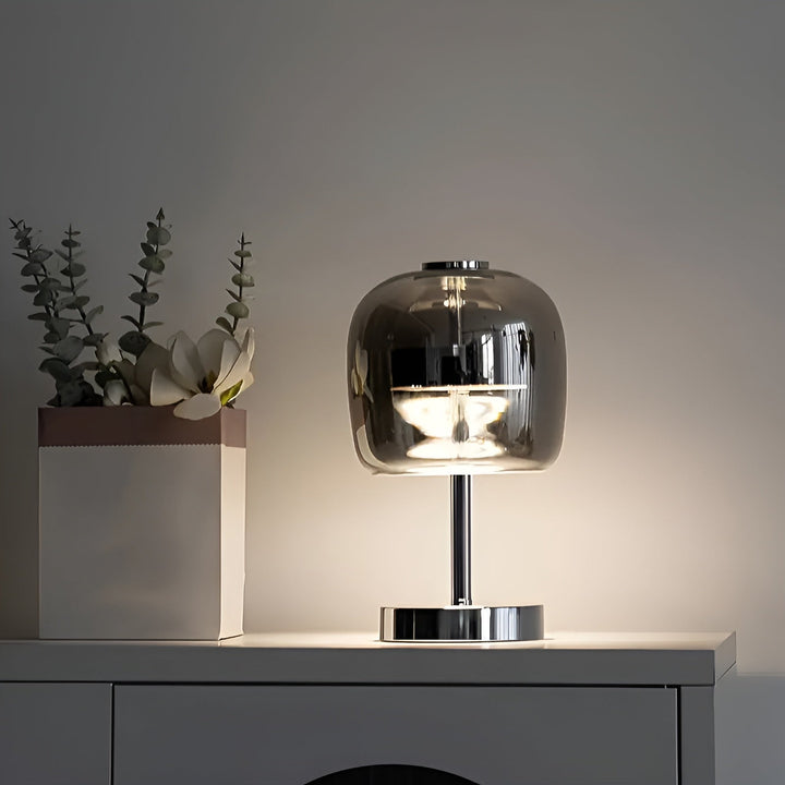Gleam Lamp - Stylish smoky gray glass lamp USB-powered dimmable light | Kalsten