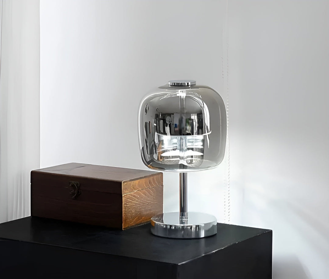 Gleam Lamp - Stylish smoky gray glass lamp USB-powered dimmable light | Kalsten