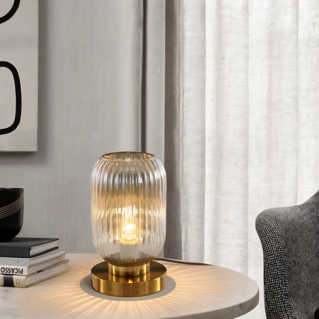 Nordic Table Lamp with Ribbed Glass | Kalsten