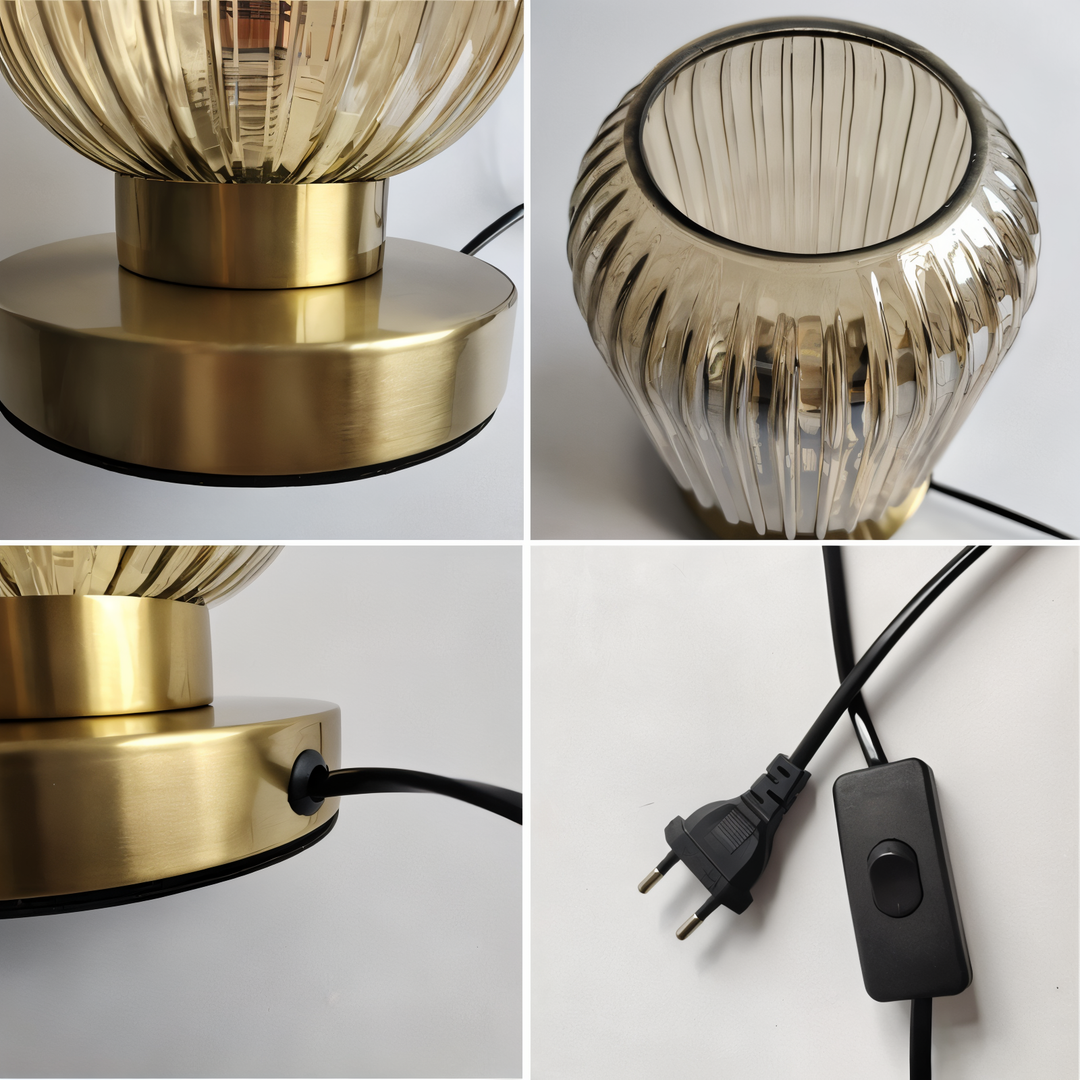 Nordic Table Lamp with Ribbed Glass | Kalsten