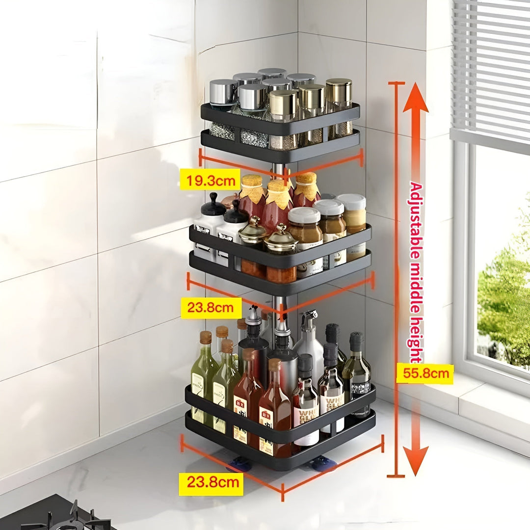 Kalsten | Spice Rack - 360° Rotatable Multi-Functional Shelf for the Kitchen - Organize with Ease!