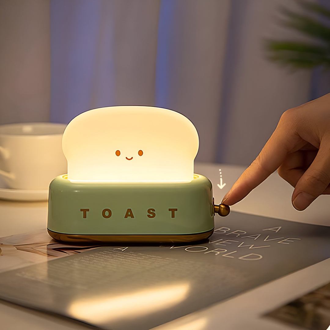 TinyToast Table Lamp – Portable Toaster-Shaped Night Light with Dimmable LED & USB Port | Kalsten