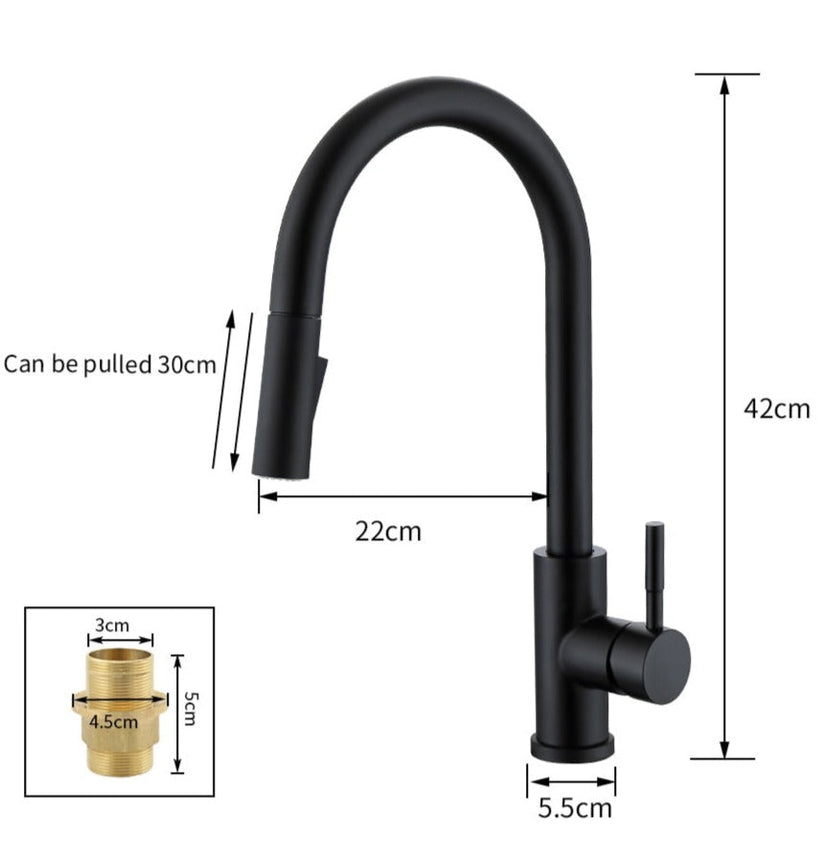 Kalsten | TouchTech Pull-Out Kitchen Tap – Sensor Touchless Mixer Tap with Flexible Spout | Modern Brass Faucet