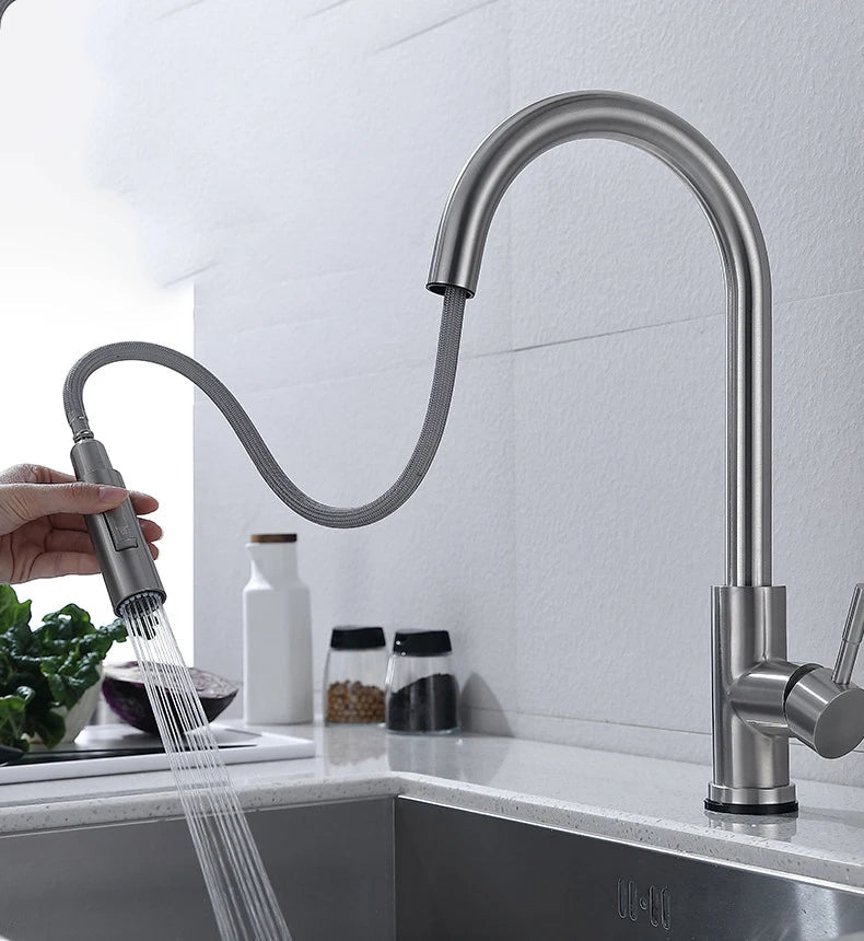 Kalsten | TouchTech Pull-Out Kitchen Tap – Sensor Touchless Mixer Tap with Flexible Spout | Modern Brass Faucet