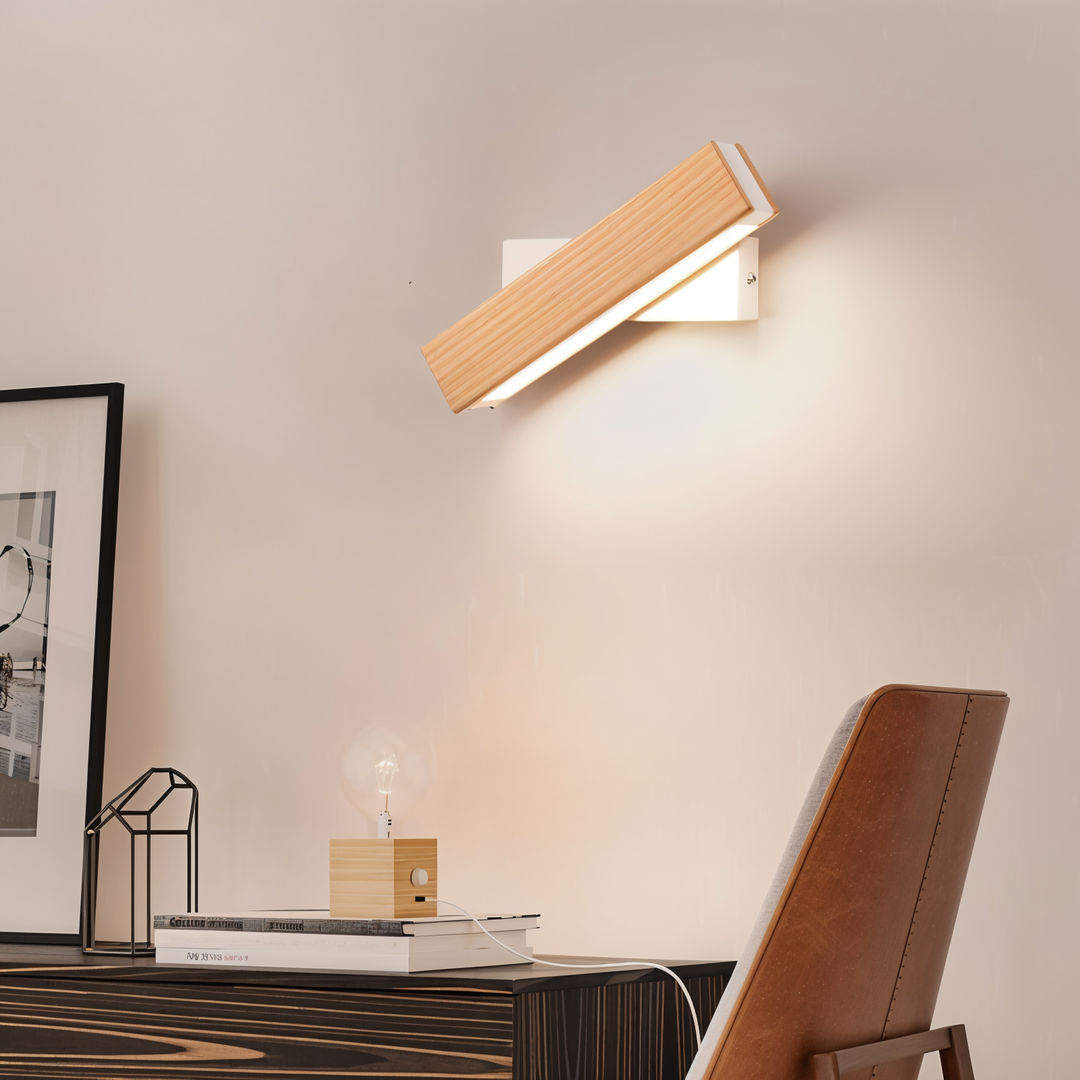 TwistLED Wall Lamp - 360° rotatable rectangular LED wall lamp made of wood | Kalsten