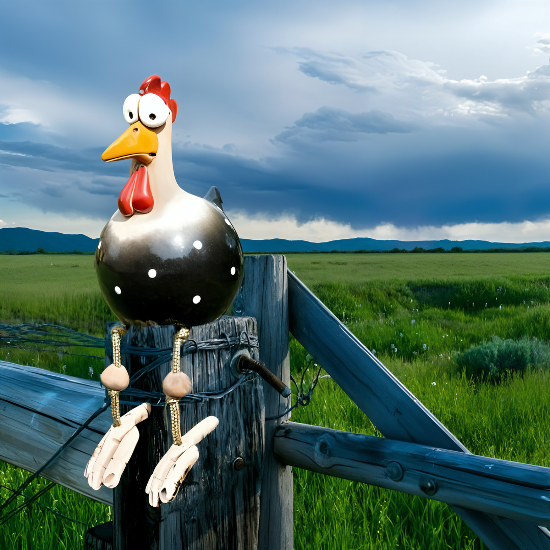 Kalsten | Large Eyes Chicken Statue - Weatherproof Resin Craft - Rooster Garden Statue