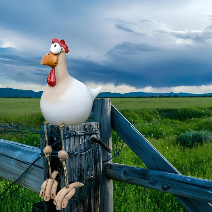 Kalsten | Large Eyes Chicken Statue - Weatherproof Resin Craft - Rooster Garden Statue