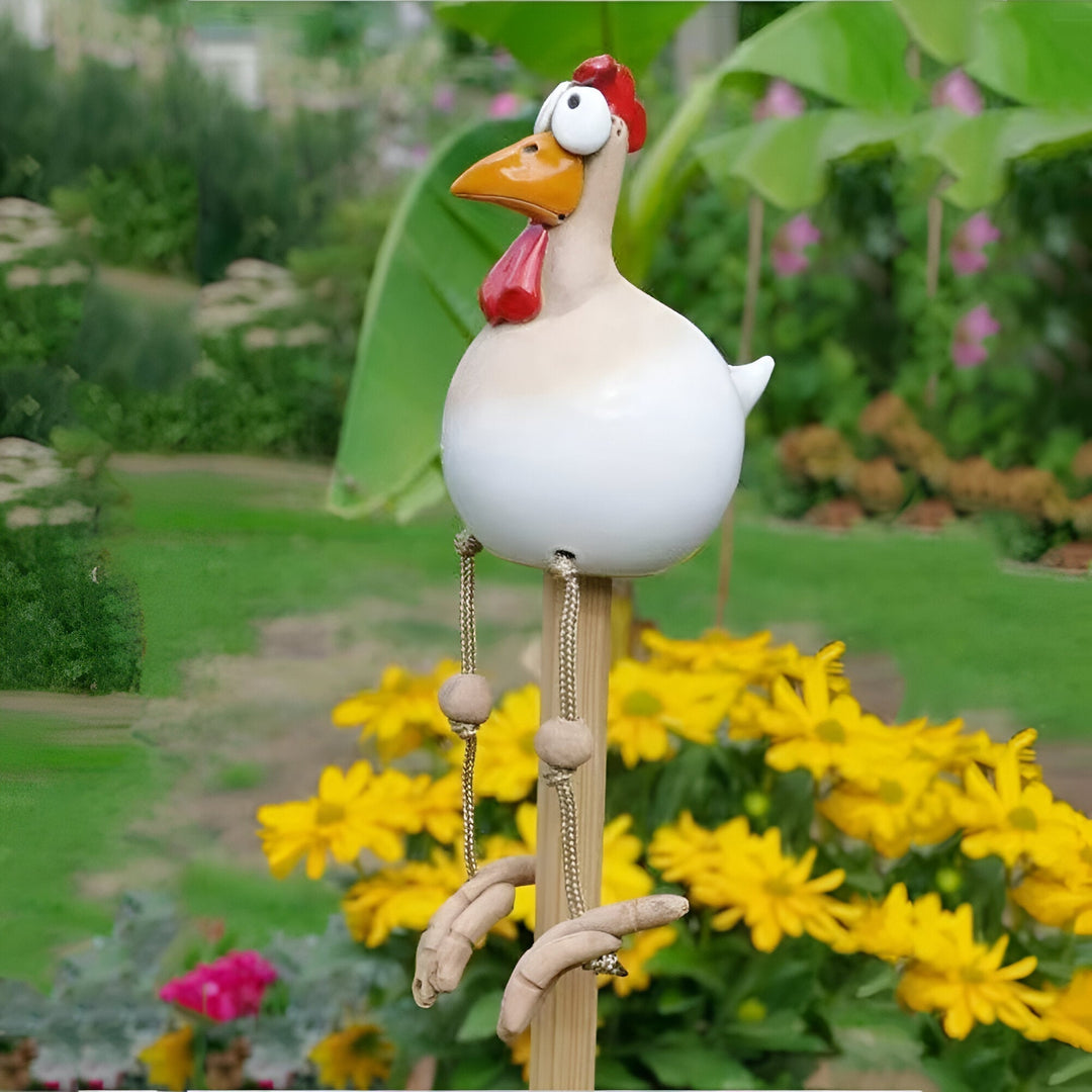 Kalsten | Large Eyes Chicken Statue - Weatherproof Resin Craft - Rooster Garden Statue