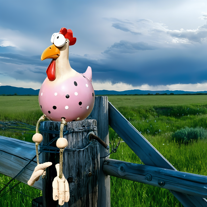 Kalsten | Large Eyes Chicken Statue - Weatherproof Resin Craft - Rooster Garden Statue