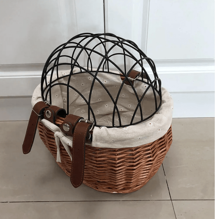 Kalsten | PawRide | Front-Mounted Wicker Dog Bike Basket – Safe, Stylish & Weatherproof