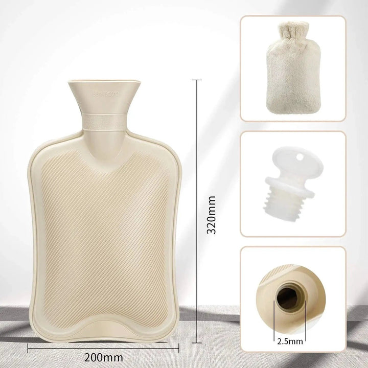 Hot water bottle with plush cover 2 liters | Kalsten