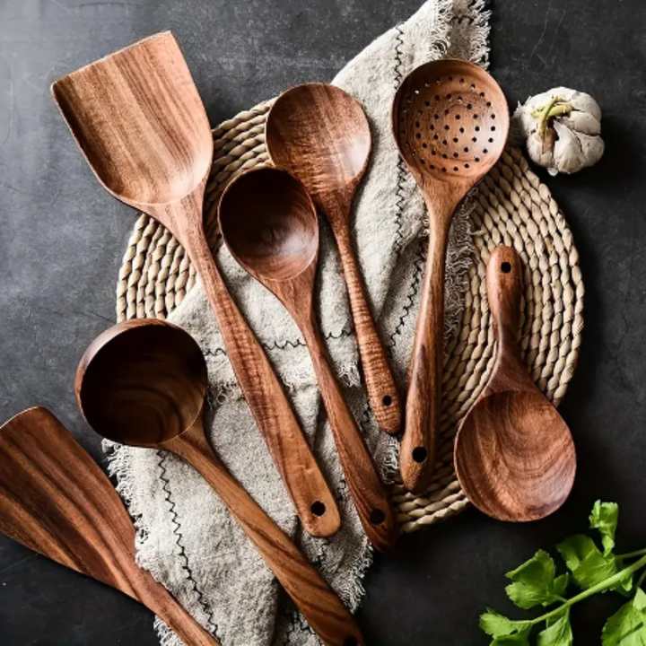 Luxury Wooden Kitchen Utensil Set - For Elegant Cooking Experience Kalsten