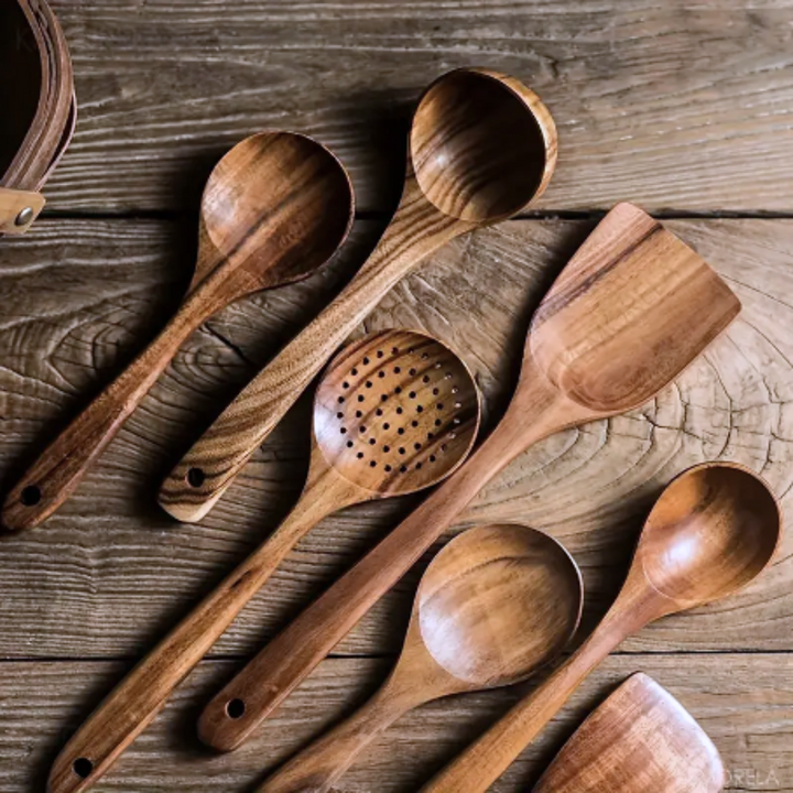 Luxury Wooden Kitchen Utensil Set - For Elegant Cooking Experience Kalsten