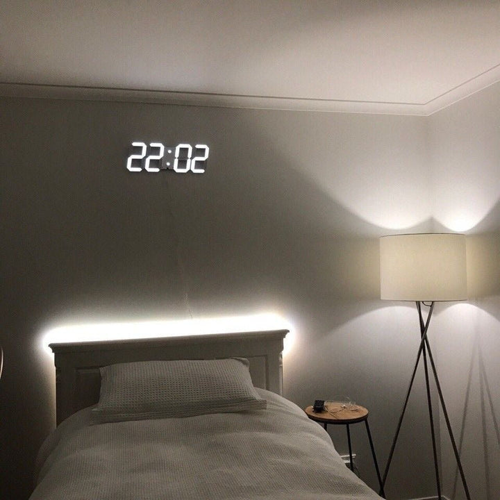 3D LED Wall Clock with Dimmable Digital Display