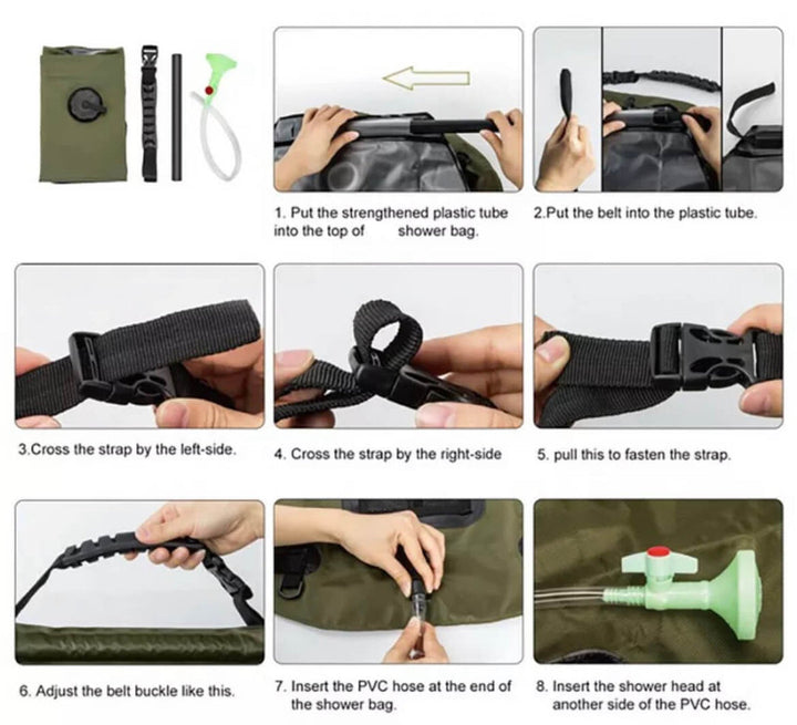 ZonFlow Foldable Outdoor Shower Bag – 20L Solar Heating | Kalsten