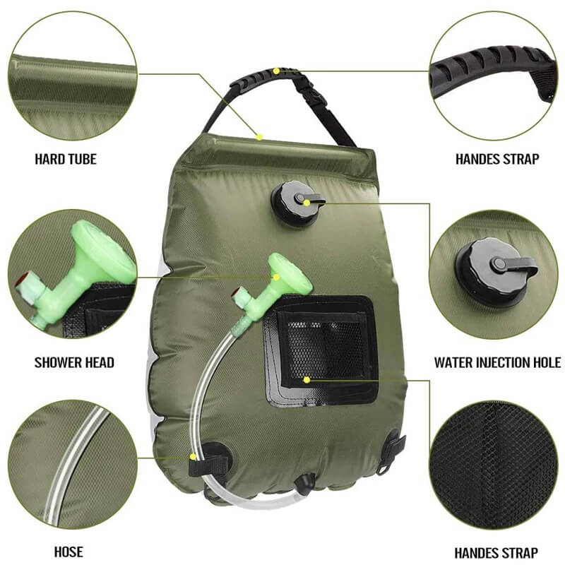 ZonFlow Foldable Outdoor Shower Bag – 20L Solar Heating | Kalsten