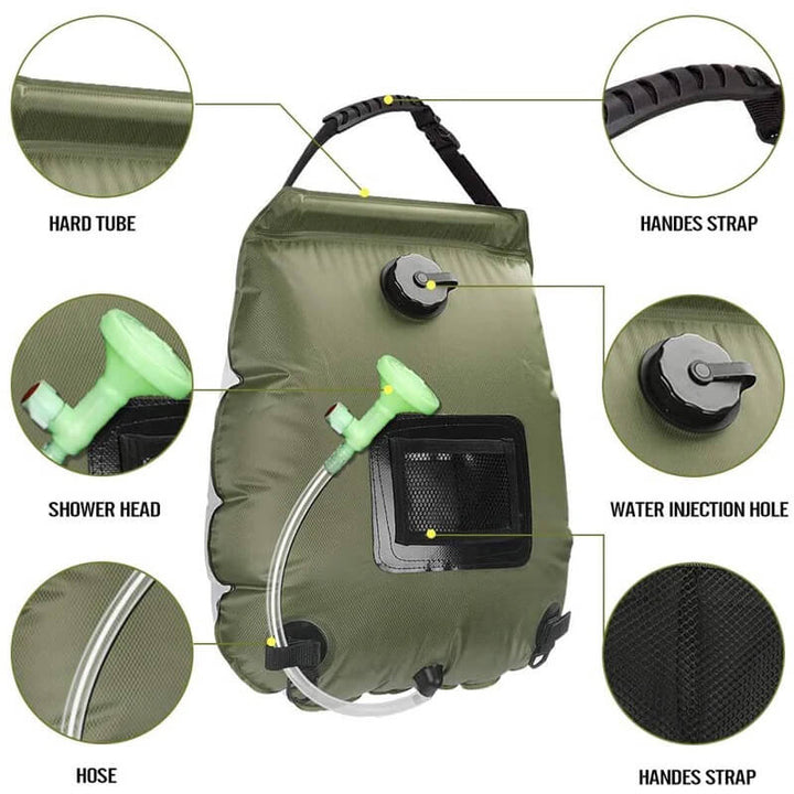 ZonFlow Foldable Outdoor Shower Bag – 20L Solar Heating | Kalsten