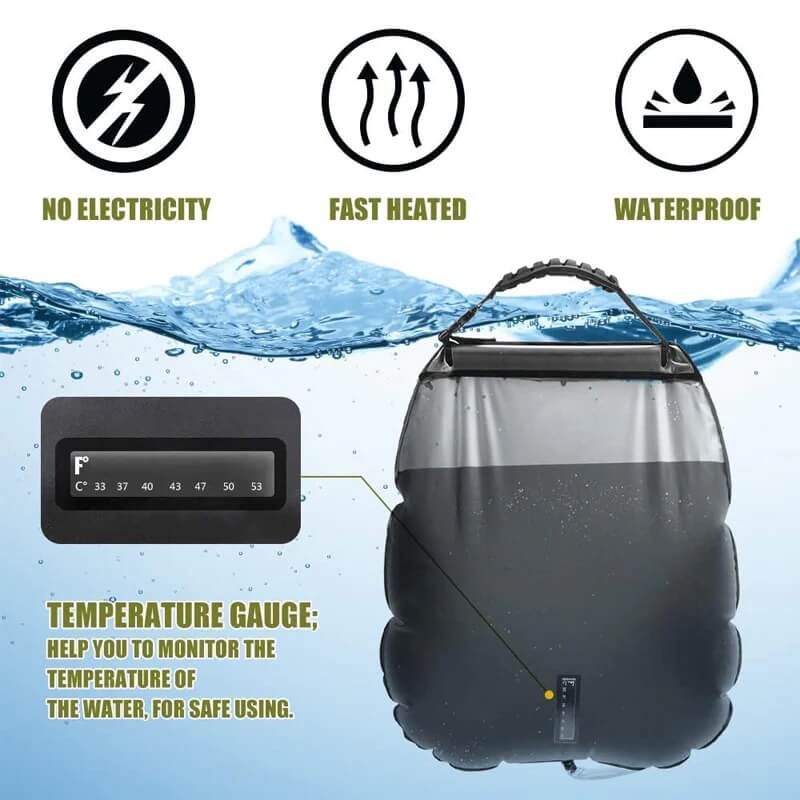 ZonFlow Foldable Outdoor Shower Bag – 20L Solar Heating | Kalsten