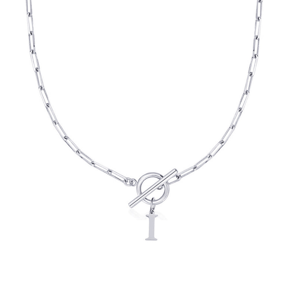 Kalsten | Paperclip Letter Initial Circle Lock Clasp Necklace