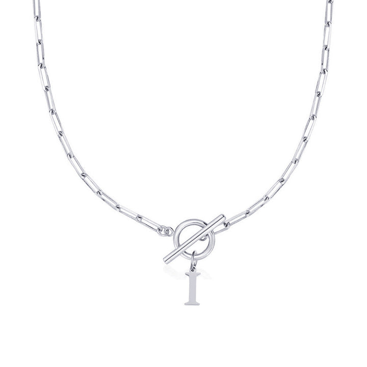 Kalsten | Paperclip Letter Initial Circle Lock Clasp Necklace