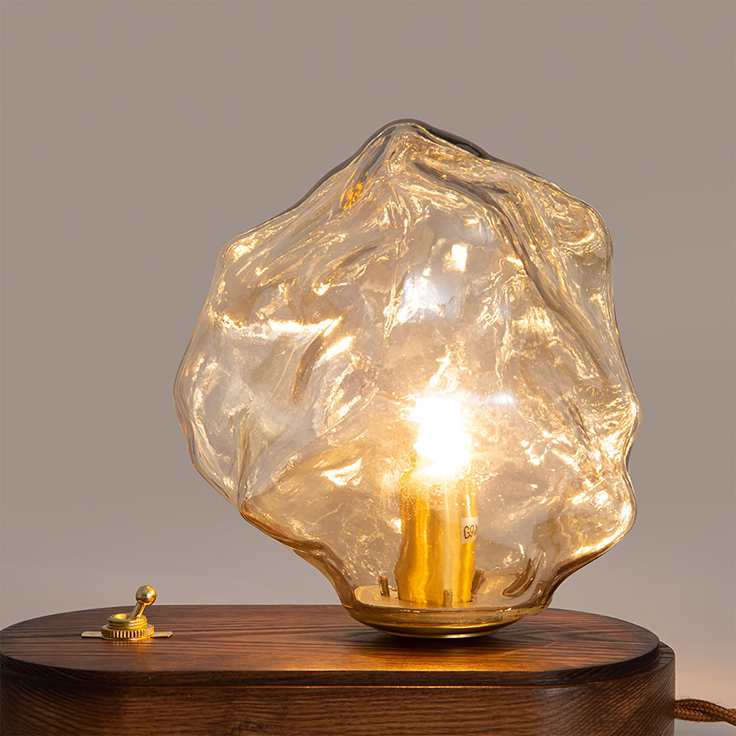 RusticLume – Amber Glass and Wooden Table Lamp | Kalsten