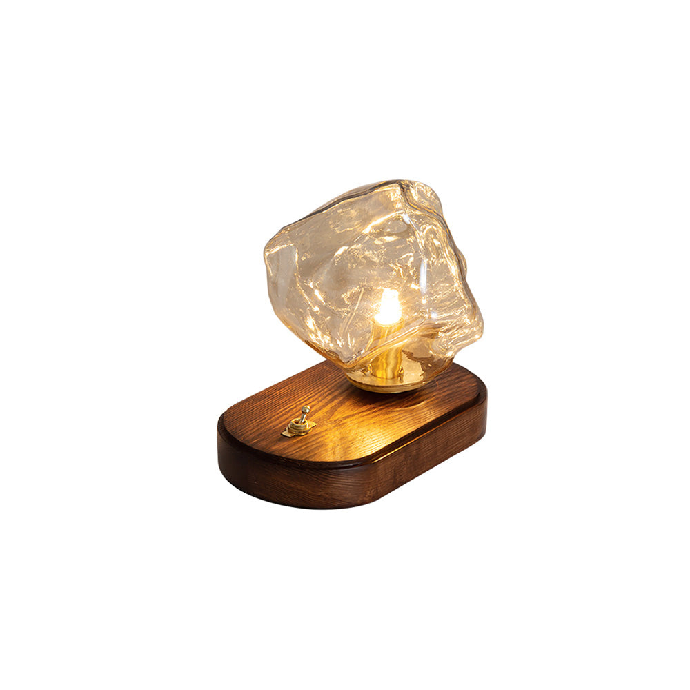 RusticLume – Amber Glass and Wooden Table Lamp | Kalsten