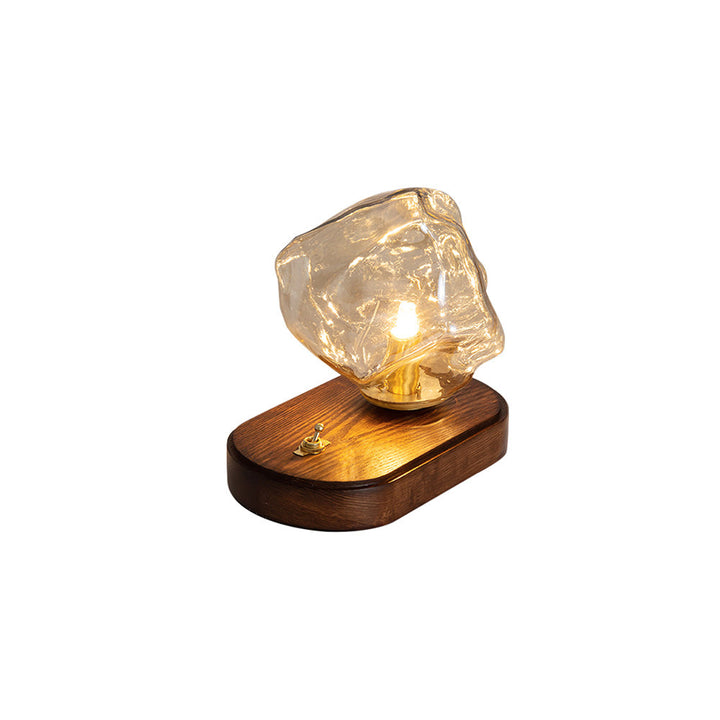 RusticLume – Amber Glass and Wooden Table Lamp | Kalsten