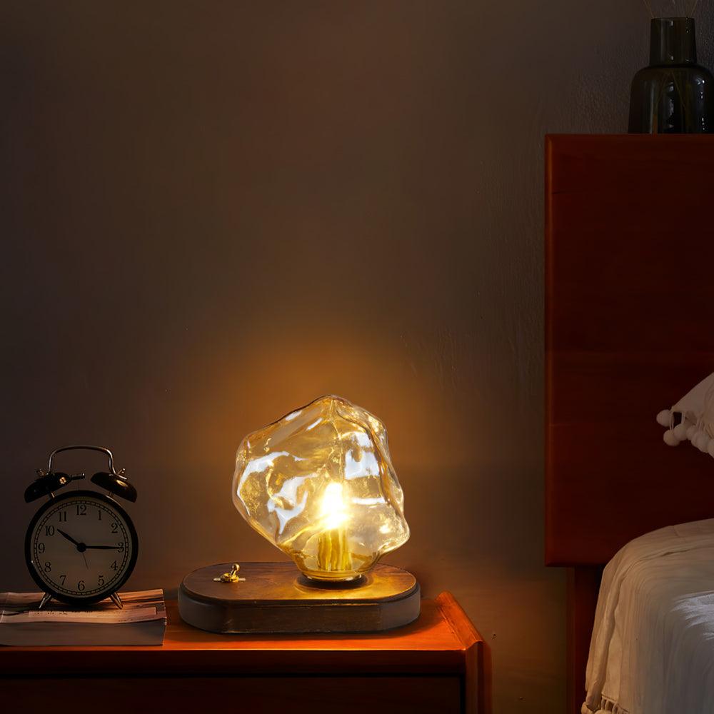 Glass Block Table Lamp | Modern Design with Clear Glass | Ideal for Living Room & Bedroom Lighting | Kalsten