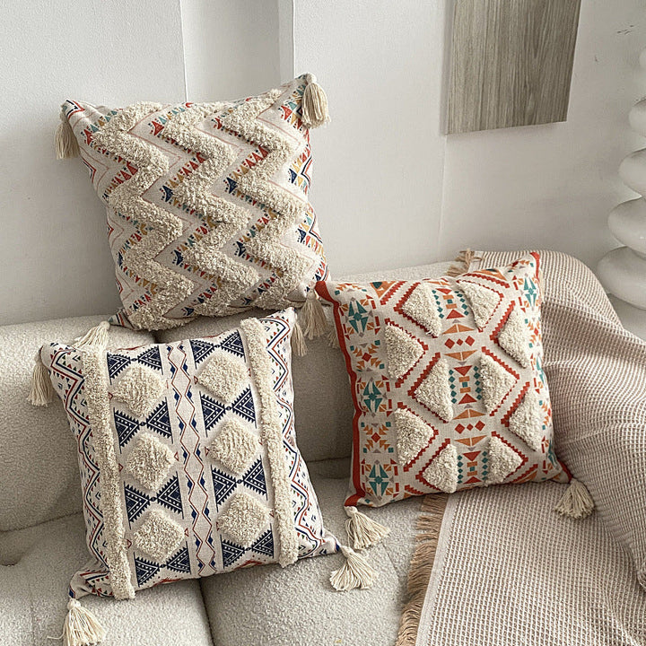 Boho lined fringe throw pillow cover | Kalsten