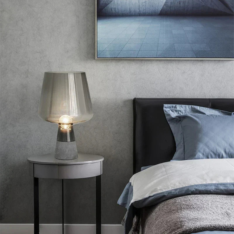 Industrial table lamp made of steel with glass shade – Modern vintage bedside lamp | Kalsten