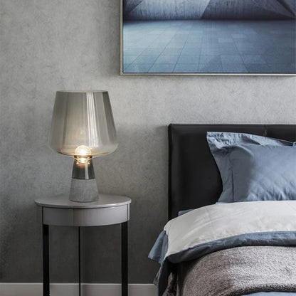 Industrial Steel Table Lamp with Glass Shade – Modern Vintage Bedside Lamp | Karnz