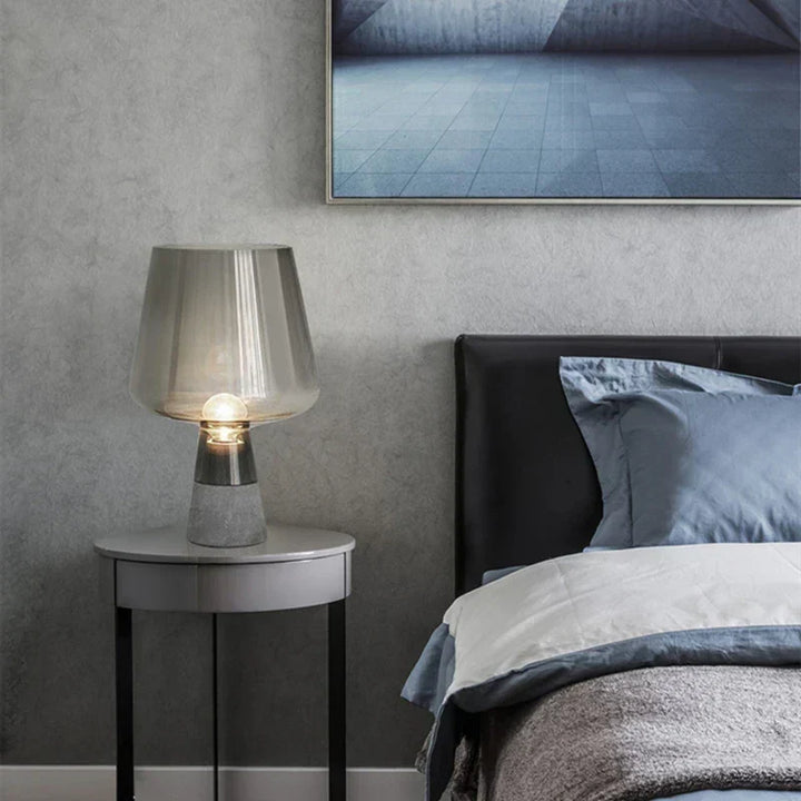 Industrial table lamp made of steel with glass shade – Modern vintage bedside lamp | Kalsten