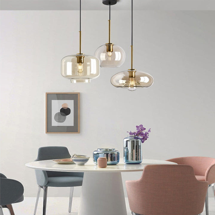 Industrial Amber Glass Pendant Light | Kalsten