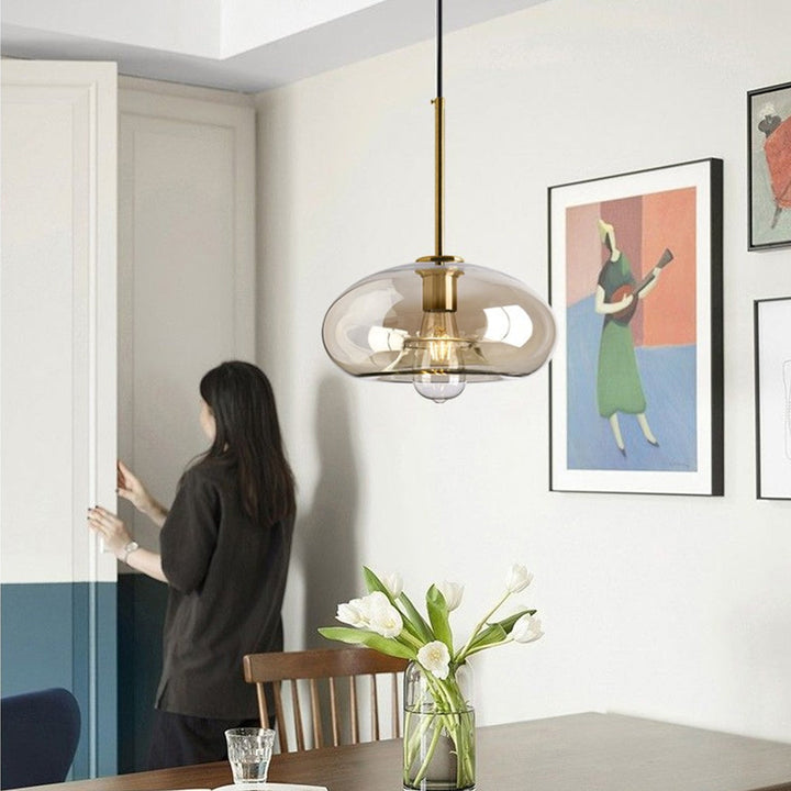 Industrial Amber Glass Pendant Light | Kalsten